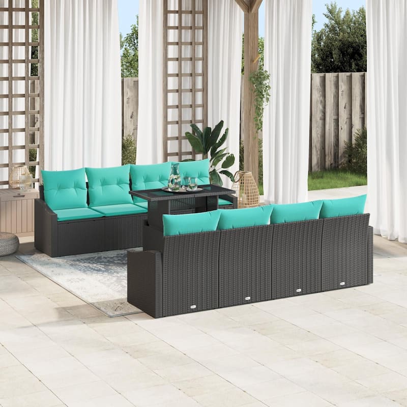 vidaXL 9 Piece Garden Sofa Set with Cushions - 91.7×24.4×27.2