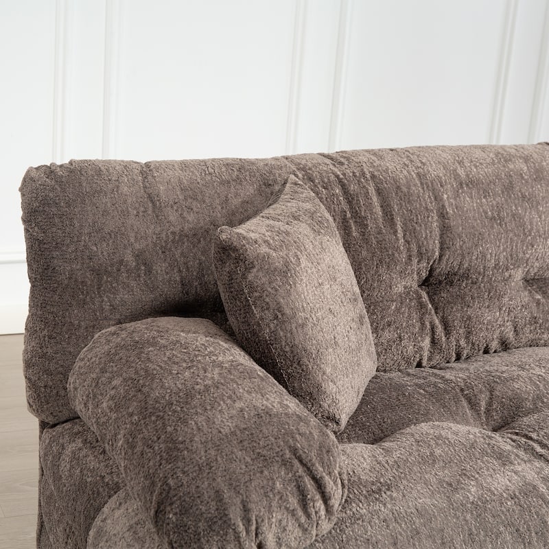 Modern 3 Seat L Shaped Modular Sectional Sofa with Chenille Upholstery and Ottoman for Living Room and Guest Room