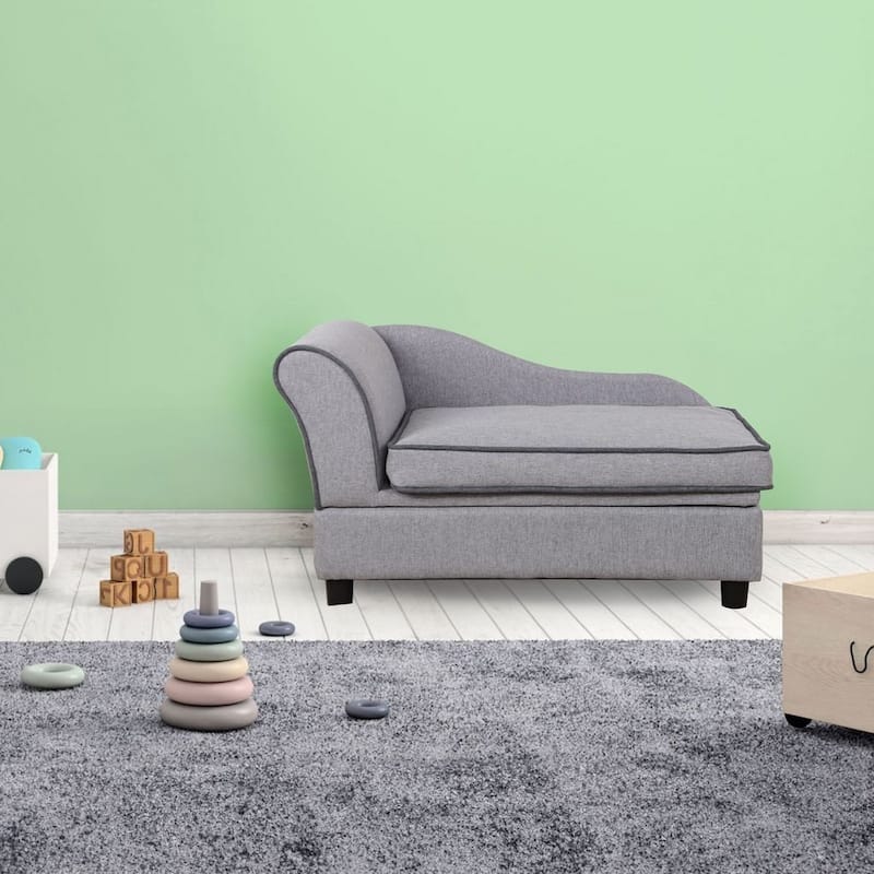 Kid's Washable Linen Chaise in Gray