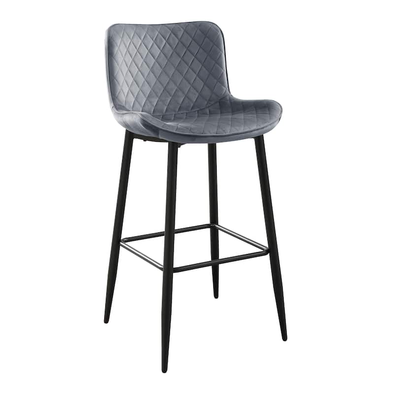Seia Velvet Pub Height Chair (Set of 2) - Set of 2 - Dark Gray - Bar Height