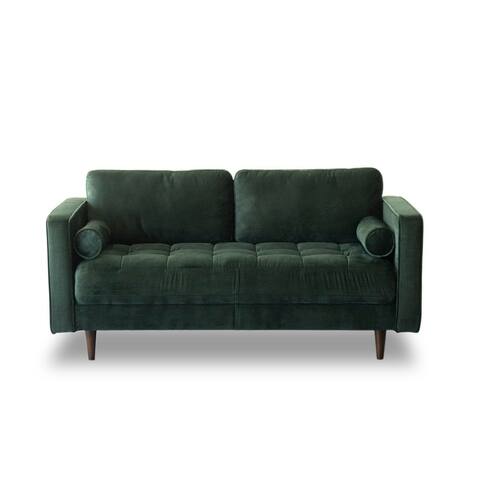 Thompson Mid-Century Modern Pillow Back Velvet Loveseat