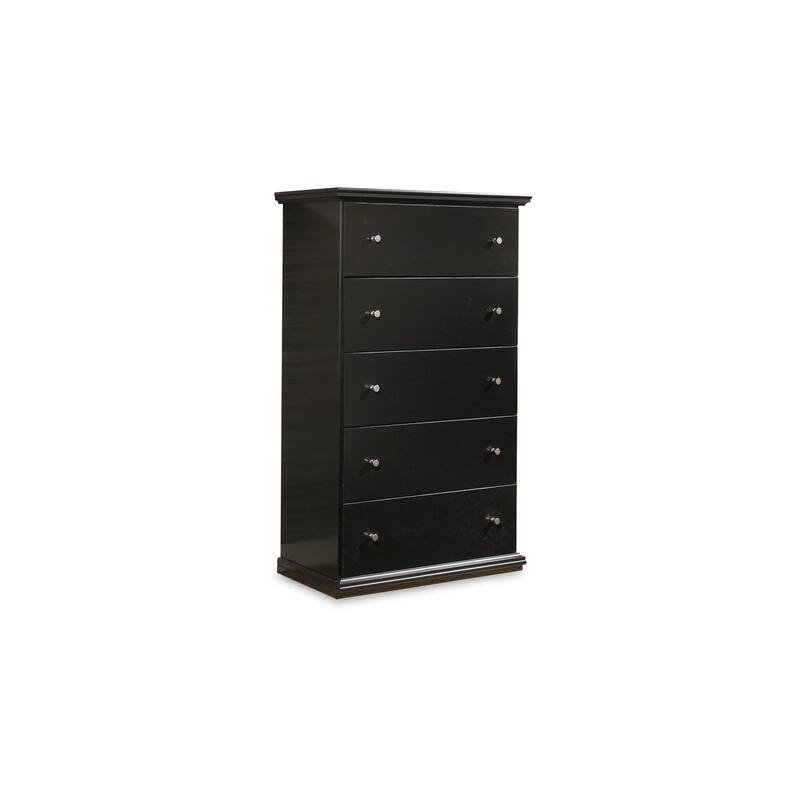 Boli Tall Dresser Chest, 5 Storage Drawers, Black Molded Trim Details