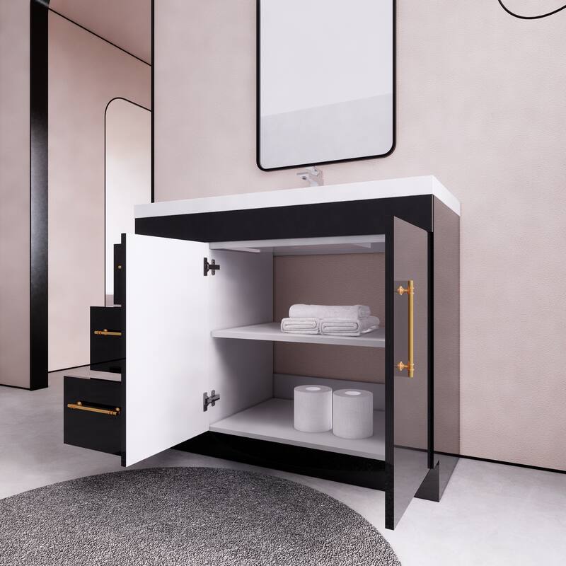 Eliza 42'' Freestanding Vanity (Left Drawers) with Single Sink