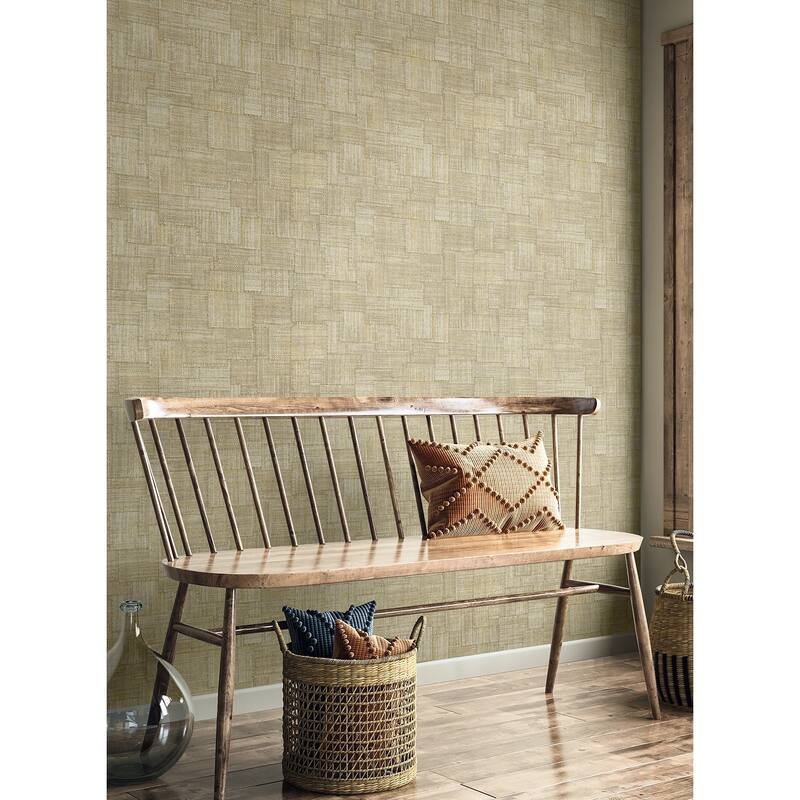 Seabrook Designs Woven Blocks Embossed Vinyl Unpasted Wallpaper