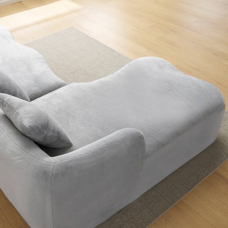 Full Compression L-Shape Chenille Sectional Sofa with Curved Chaise