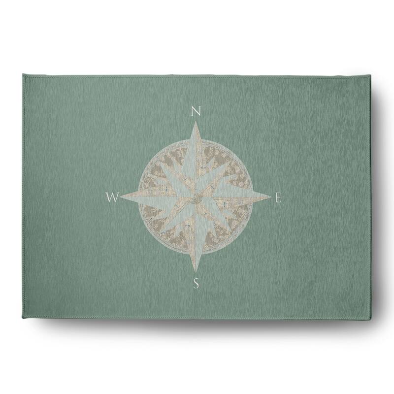 Compass Nautical Indoor/Outdoor Rug - Sage - 5' x 7'