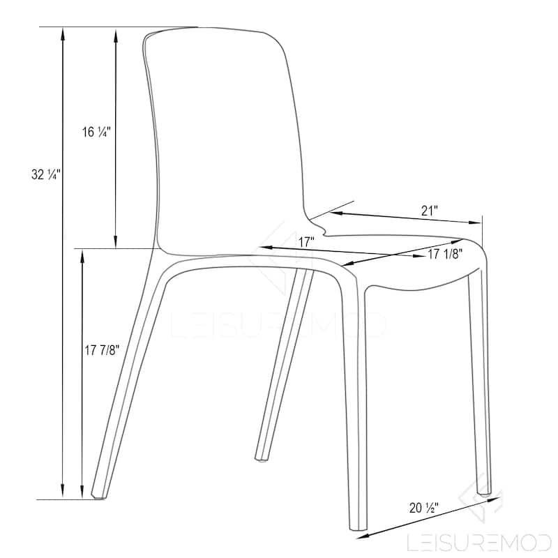 Stackable Acrylic Dining Chair Modern Full Back Transparent Accent Side Chair - Height 32.25", Width 20.5", Depth 21".