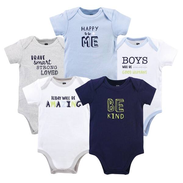 slide 1 of 1, Hudson Baby Infant Boy Cotton Bodysuits, Be Kind Boy 0-3 Months - Be Kind Boy