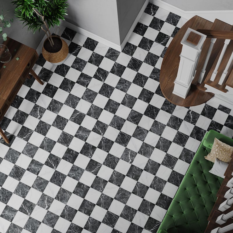 Merola Tile Merzoni Checker Ruzzini 13" x 13" Porcelain Floor and Wall Tile