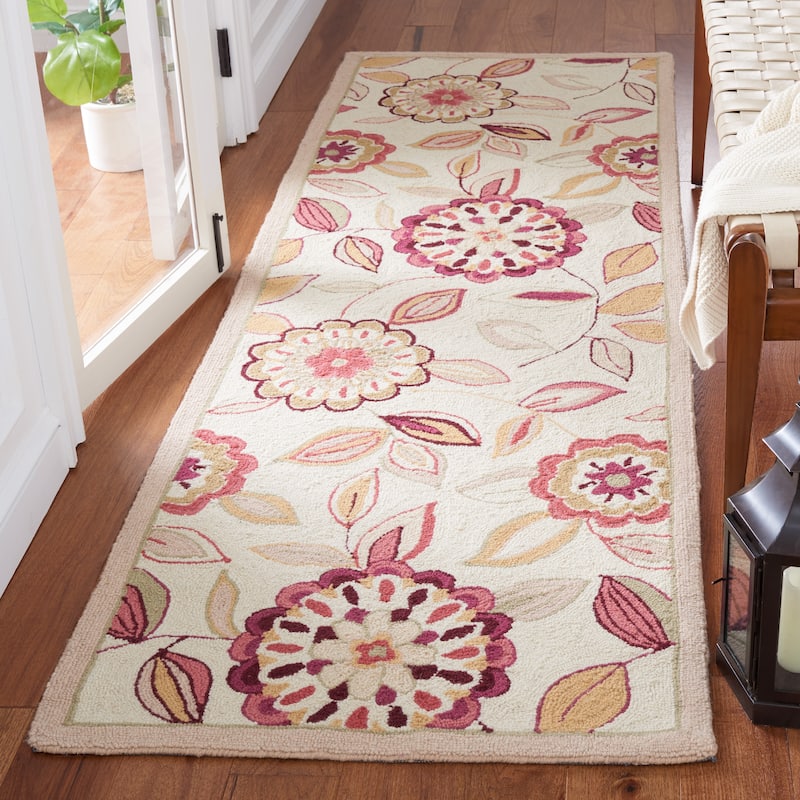 SAFAVIEH Handmade Chelsea Lily Pad French Country Wool Rug - 2'6" x 4' - Ivory/Taupe