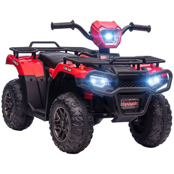 slide 2 of 9, 12V Kids Electric ATV Quad with LED Headlights, AUX/USB Ports, and Twin Motors Red