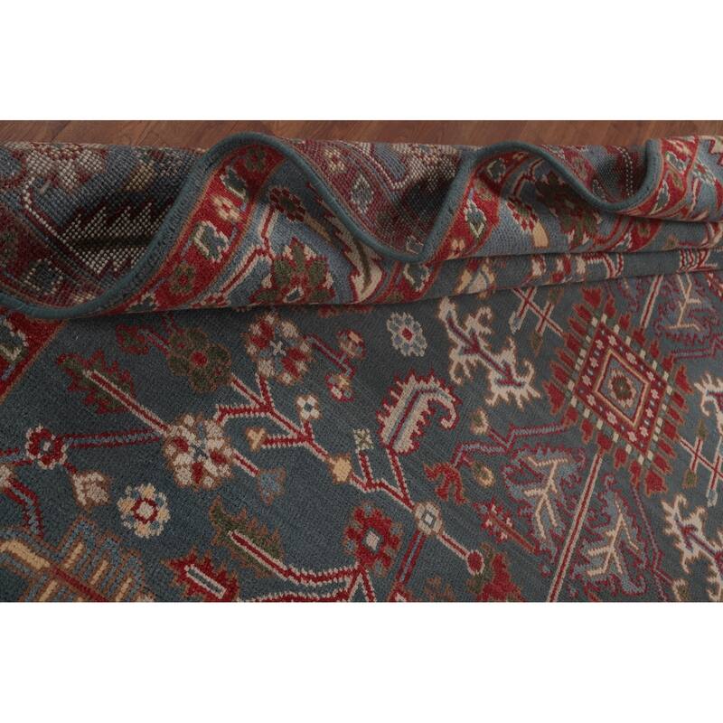 Oushak Area Rug Hand-Knotted Floral Wool Carpet - 8'0"x 9'10"