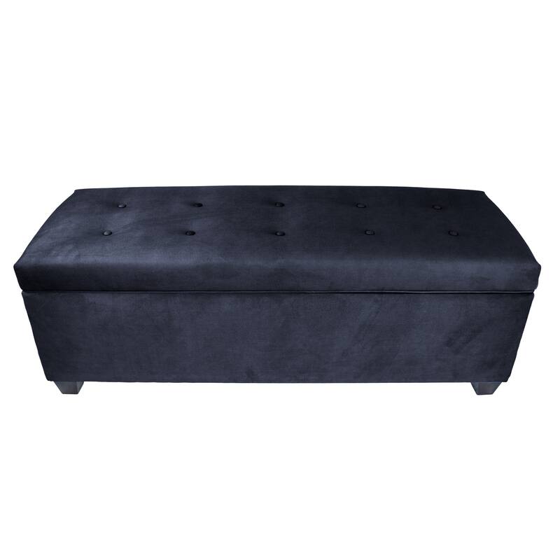Sole Secret Obsession Button-tufted Linen Storage Bench - Indigo