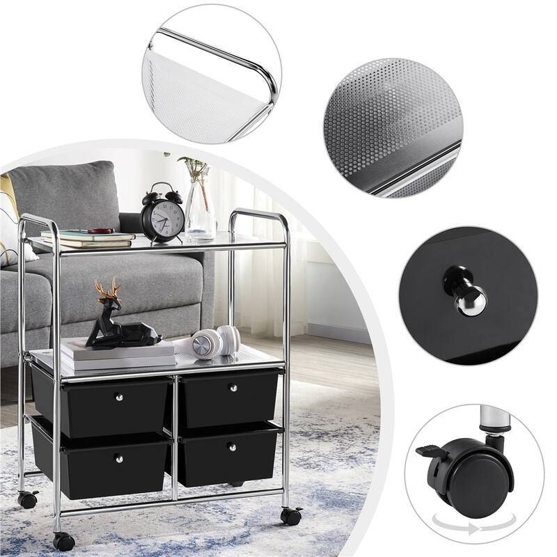 Yaheetech Rolling Storage Cart with Metal Rack Shelf Organizer Cart