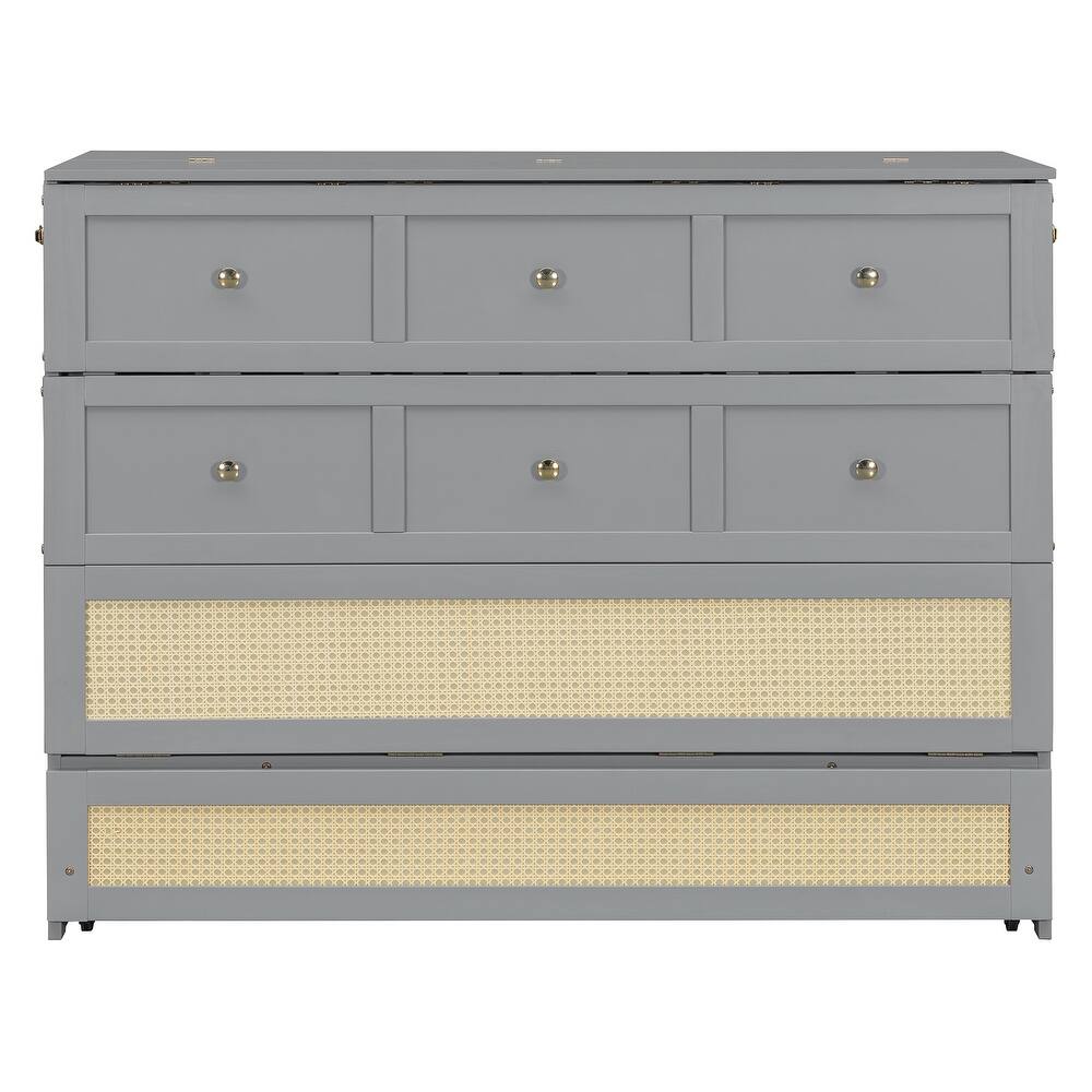 Full Size Murphy Bed with Large Storage Drawers, Space-Saving Design