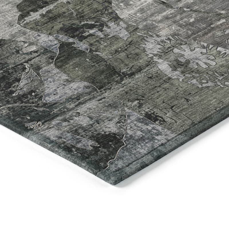 Machine Washable Indoor/ Outdoor Abstract Leaves Chantille Rug