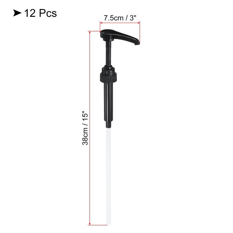 Coffee Syrup Pump Fits 750ml Bottles Coffee Milk Tea Dispenser - Black - 12 Pack