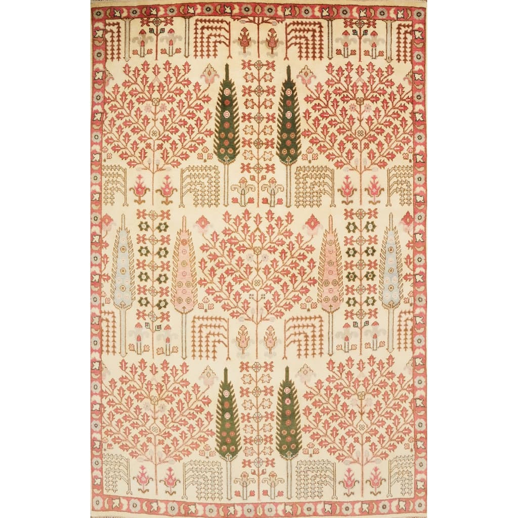 Hand Knotted Oriental 100% Wool Carpet Transitional All-Over Beige & Ivories Oushak Area Rug - 10' 2'' X 7' 9''