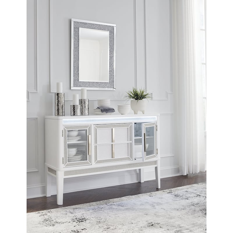 Signature Design by Ashley Chalanna White Dining Server - 56.25" W x 18.13" D x 38.5" H