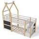 preview thumbnail 14 of 34, Twin House Bunk Bed with Stairs & Blackboards - Playful Design for Kids