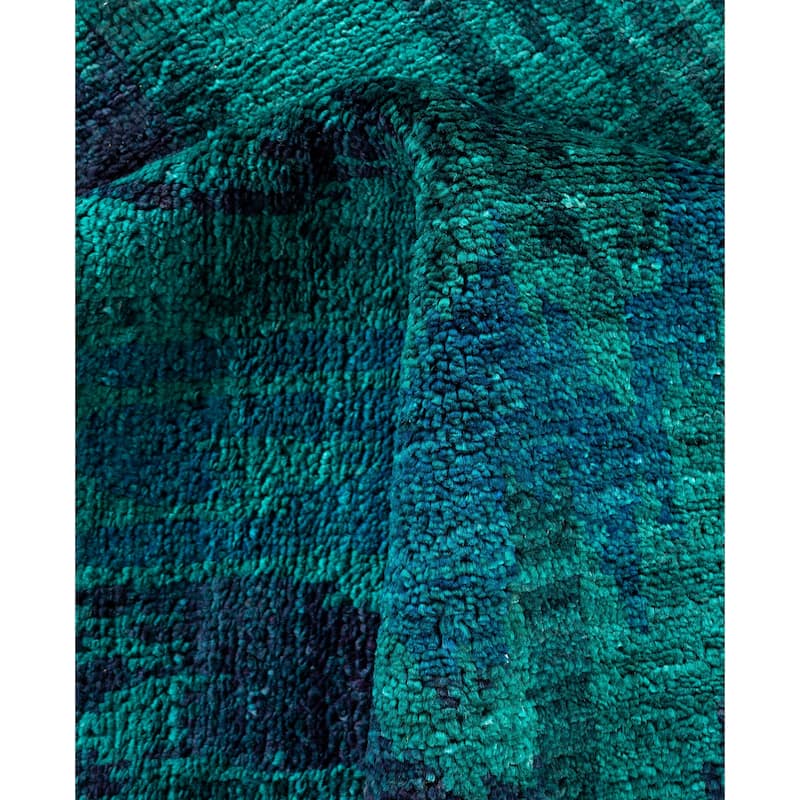 Overdyed One-of-a-Kind Hand-Knotted Square Area Rug - Green - 11' 9" x 12' 1"