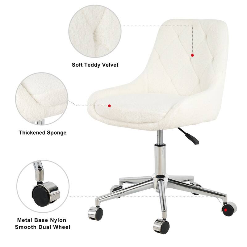 Modern Teddy Fabric Home Office Chair with Metal Legs-Set of 1-Lift Adjustment (3 Colors）