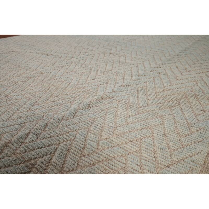 All-Over Chevron Moroccan Modern Area Rug Hand-Knotted Wool Carpet - 8'8"x 13'1"