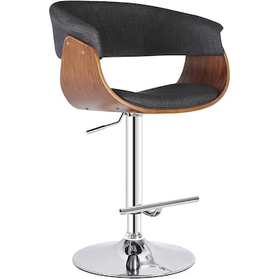 Weathered Oak Modern Swivel-Adjustable Barstool with Armrests