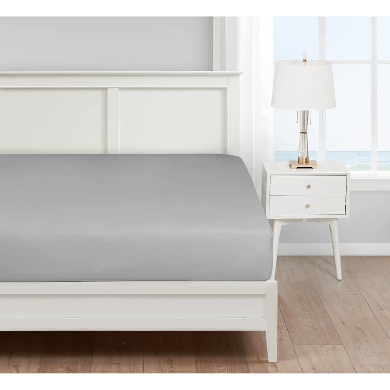 Nautica Cotton Blend Solid Fitted Sheet - Twin XL Fitted Sheet - Grey