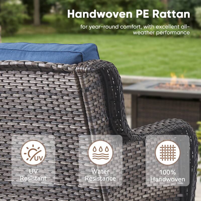Pocassy Outdoor Patio Wciker Sofa Furniture Set of Chair Table.