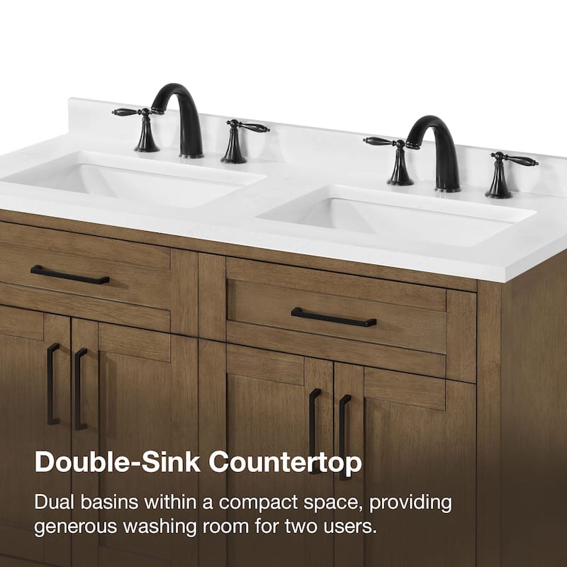 OVE Decors Tahoe 48 in. Double Sink Bathroom Vanity in Brushed Almond Latte