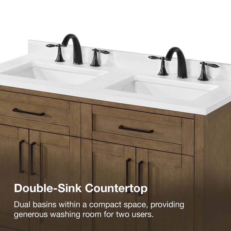 OVE Decors Tahoe 48 in. Double Sink Bathroom Vanity in Brushed Almond Latte