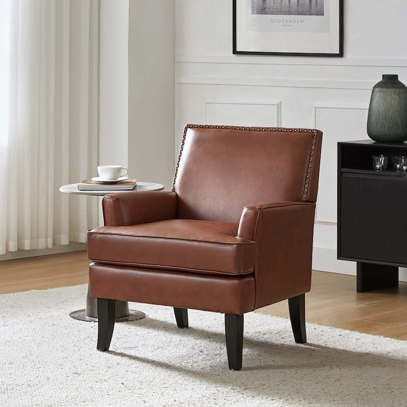 Nileus Contemporary and Classic Polyester Accent Chair with Solid Wooden Legs by HULALA HOME