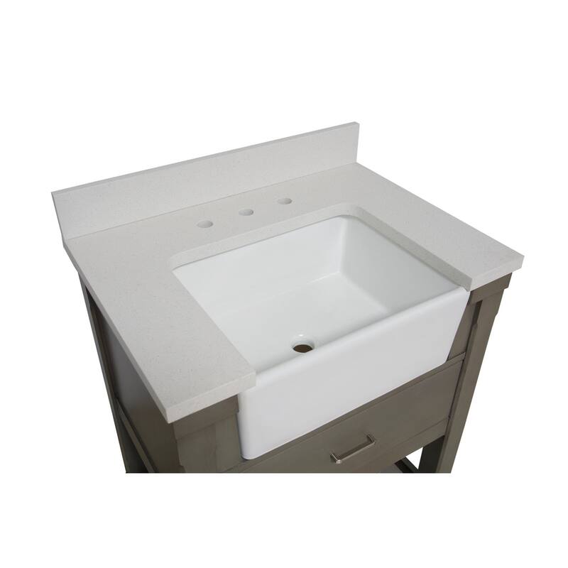 KitchenBathCollection Charlotte 30" Farmhouse Bathroom Vanity with Quartz Top