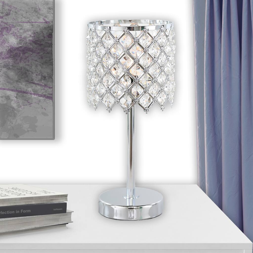 13.25-inch Crystal Glam Accent Lamp - 5.785"L x 5.875"W x 13.25"H