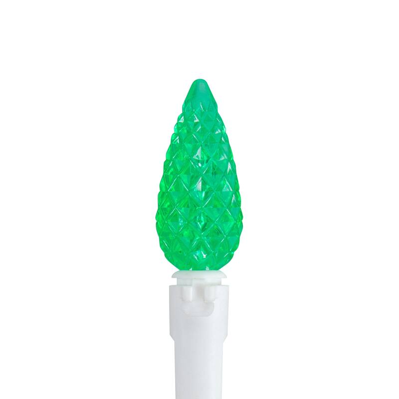 LED C6 Faceted Christmas Lights - Green - 22.5' White Wire - 70ct