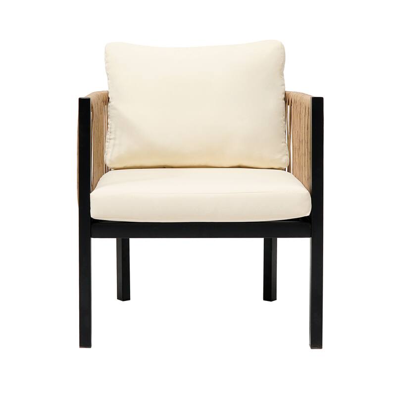 4-Piece Outdoor Sofa Set with Loveseat Sofa and 2 Single Chair, Table