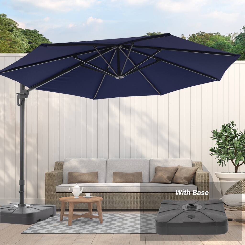 LIVOOSUN 11ft Patio Offset Umbrella Cantilever Umbrella with Base
