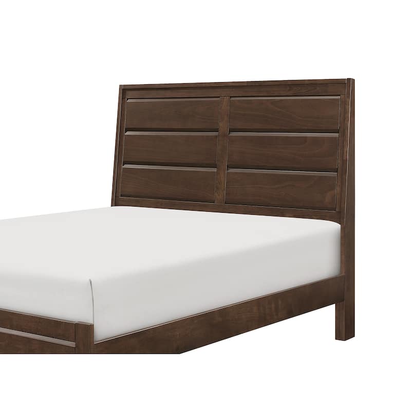 Rawn Queen Bed, Beveled Panel Headboard, Brown Okume Veneer, Solid Wood