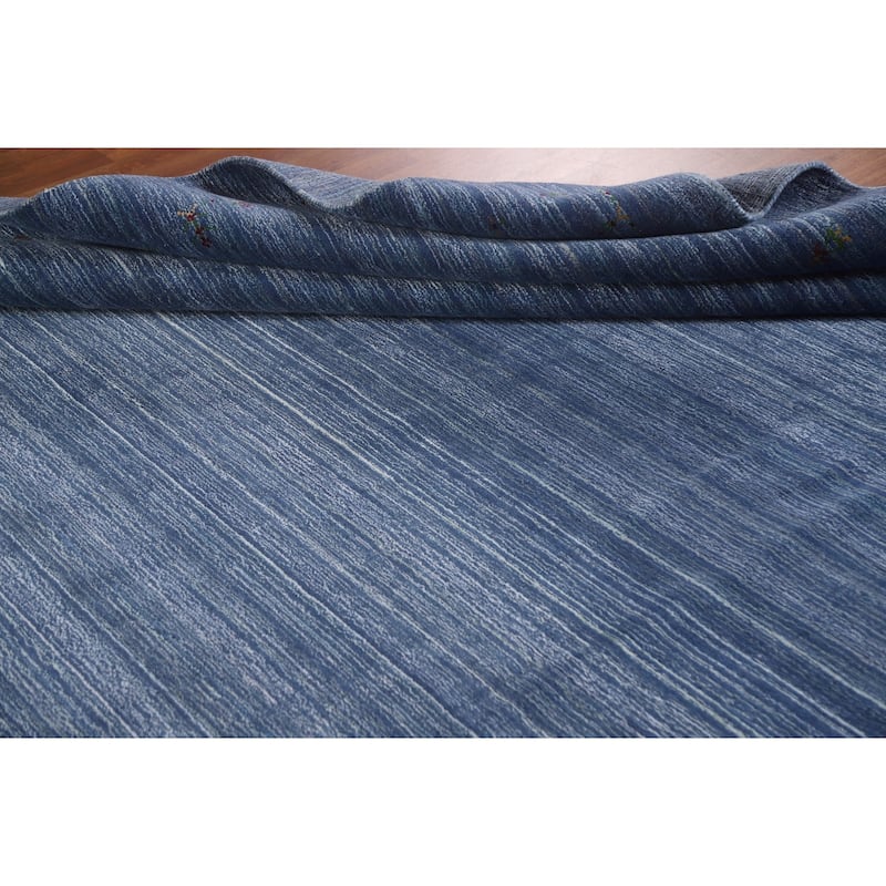 Blue Gabbeh Indian Area Rug Handmade Wool Carpet - 8'0"x 9'8"