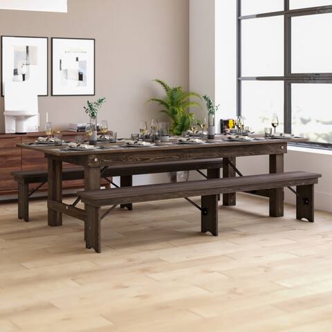 9' x 40" Rectangular Antique Rustic Solid Pine Folding Farm Table