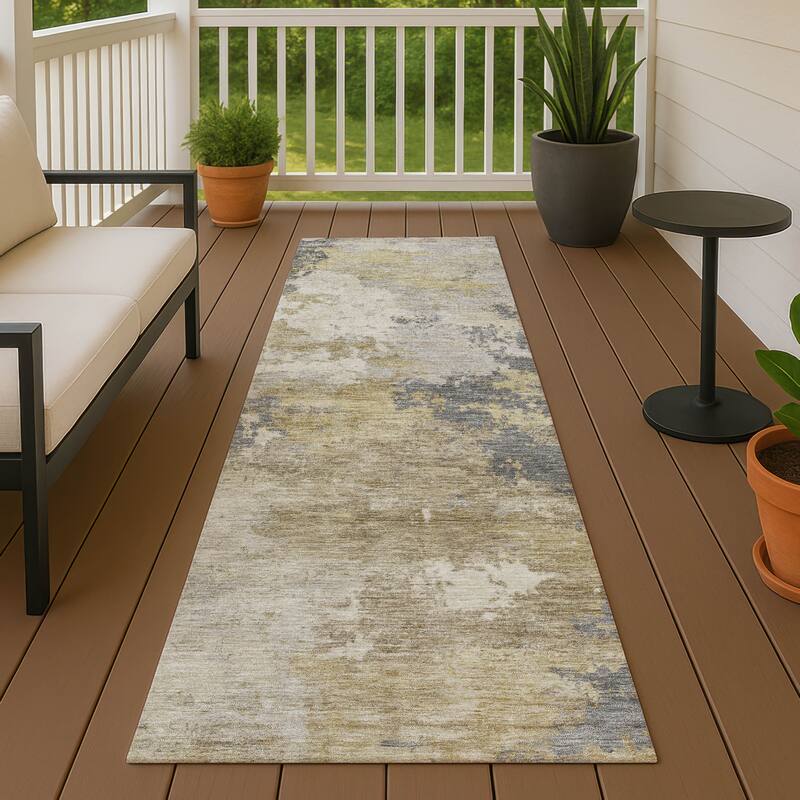 Machine Washable Indoor/ Outdoor Modern Contemporary Chantille Rug - Gray - 2'3" x 7'6"