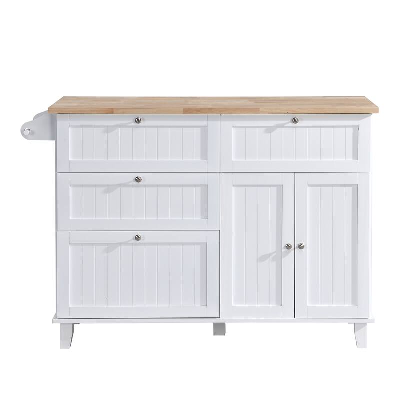 Farmhouse Kitchen Island Set with Drop Leaf and 2 Seatings