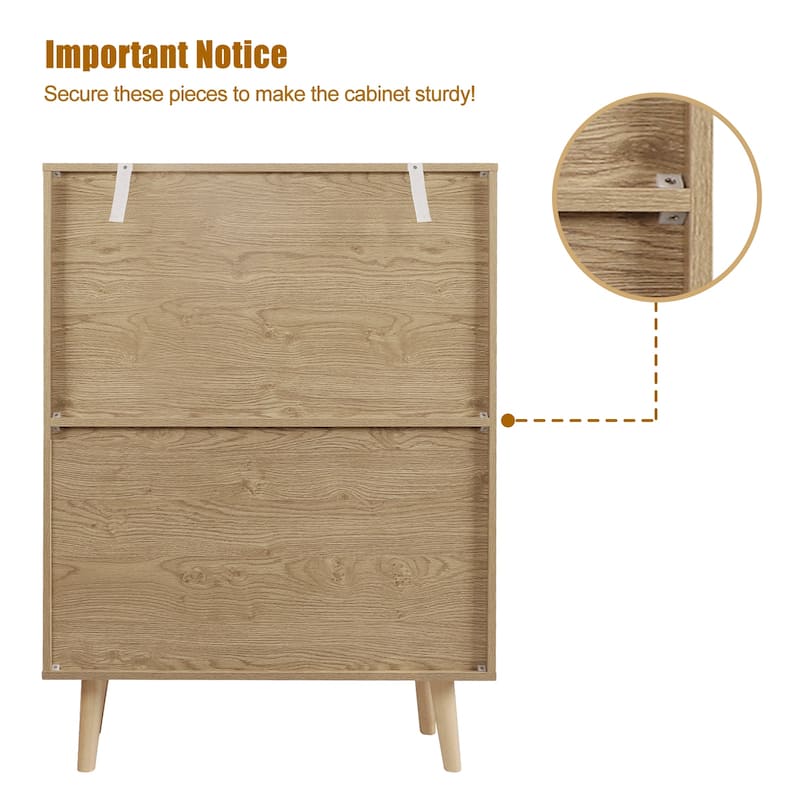 Anmytek Modern 2-Door Rattan Buffet Sideboard Kitchen Storage Cabinet for Living Room