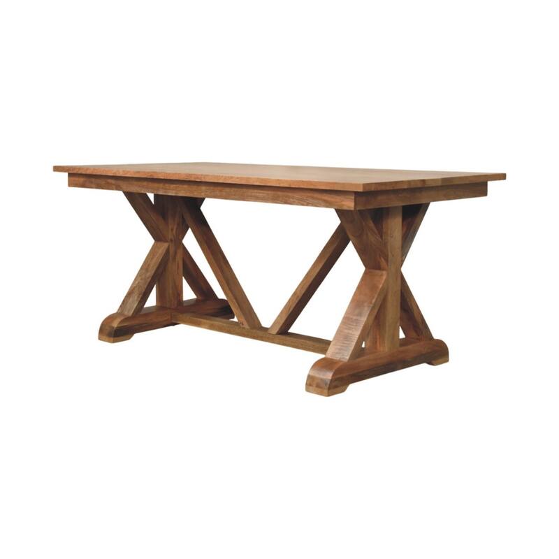HomeRoots 71" Brown Solid Wood Trestle Base Dining Table - 70.87 in. x 29.92 in. x 35.43 in.