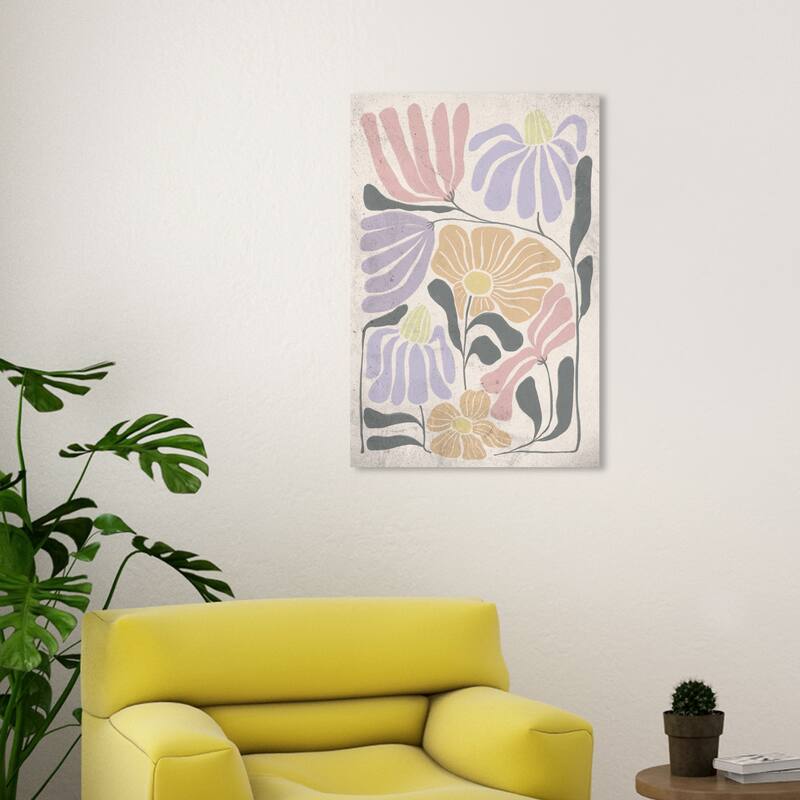 Wynwood Studio Canvas Floral and Botanical Pastel Floral Pink and Lavender Bohemian & Eclectic Wall Art Canvas Print - 30 x 20