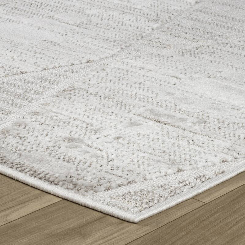 Bipu Distressed Geometric Stain Resistant Woven Durable Area Rug By HomeRoots - 2' X 8'