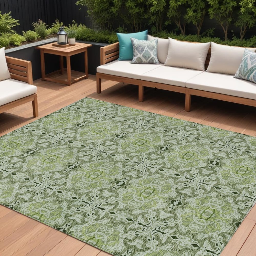 HomeRoots Medallion Transitional Rectangle Outdoor Rug