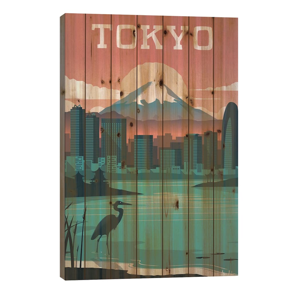 Tokyo Print On Wood by IdeaStorm Studios - Multi-Color