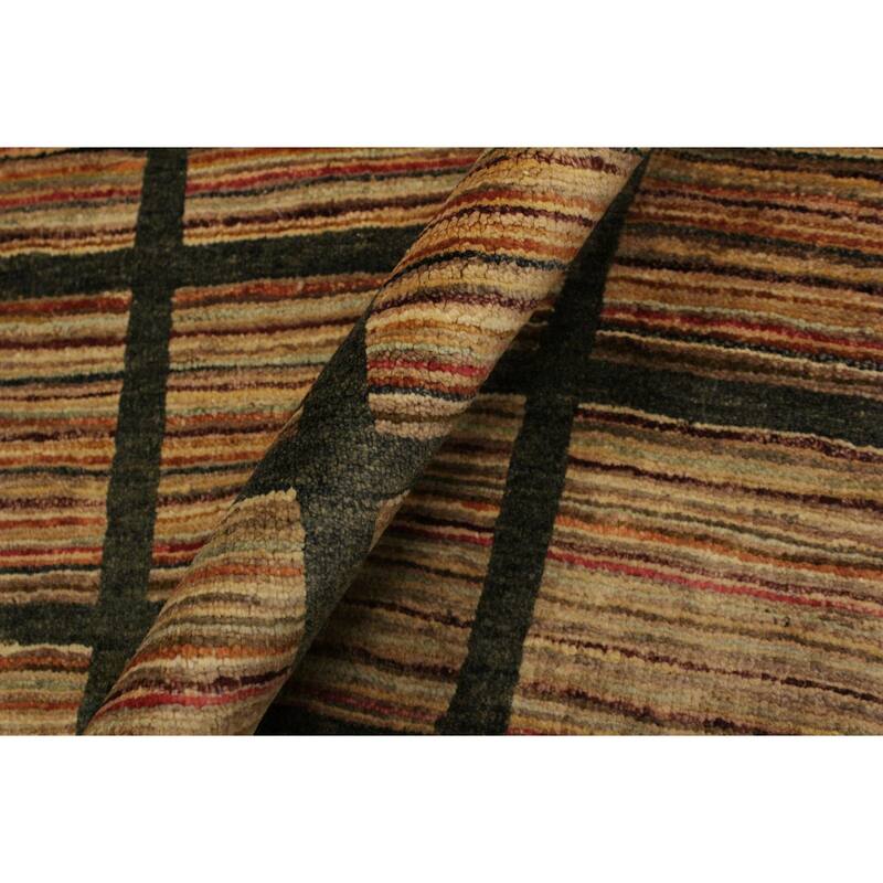 Chromatic Mosaic Gabbeh Hand Knotted Wool Rug